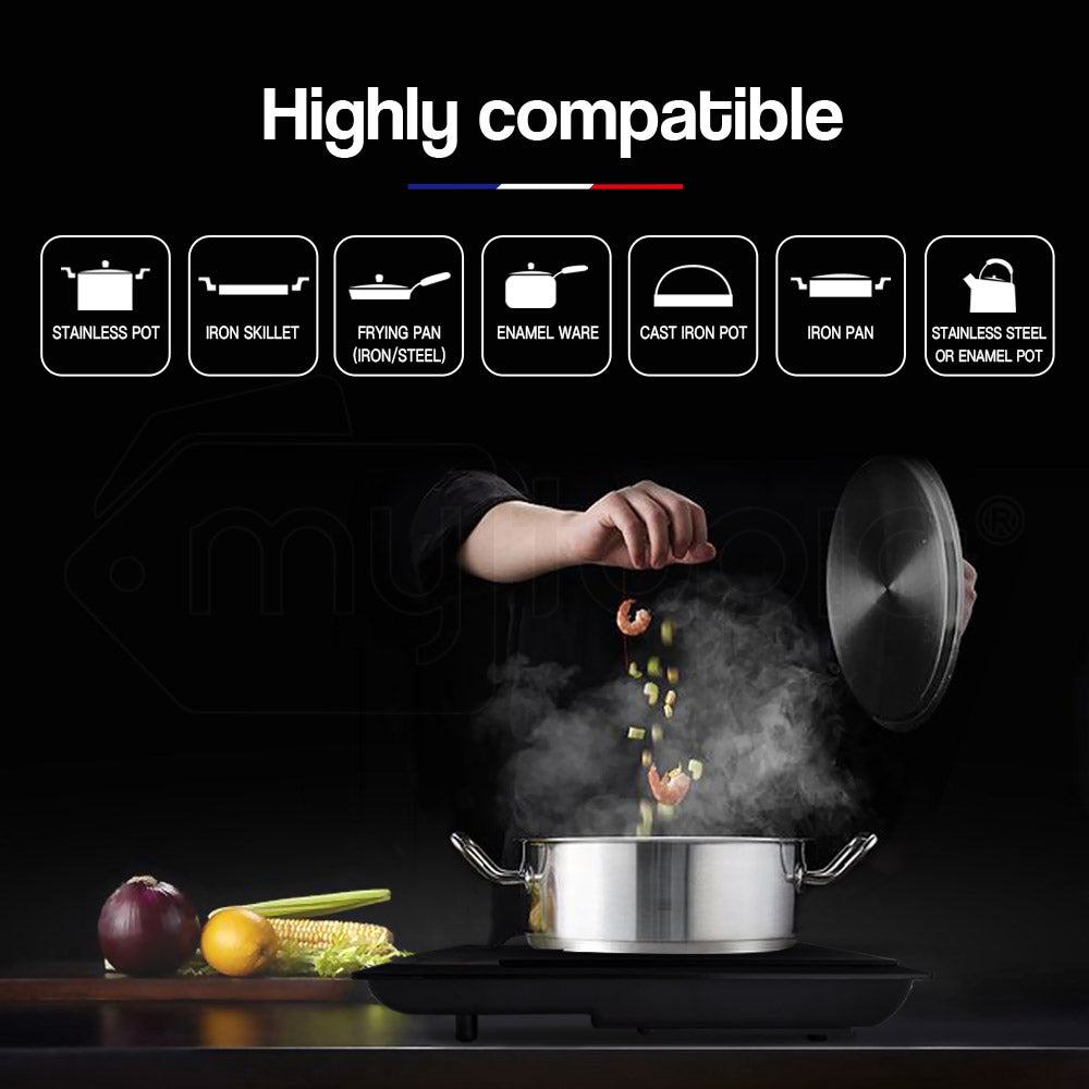 EUROCHEF Electric Induction Cooktop, Portable Kitchen Ceramic Cooker, 15A Plug 6