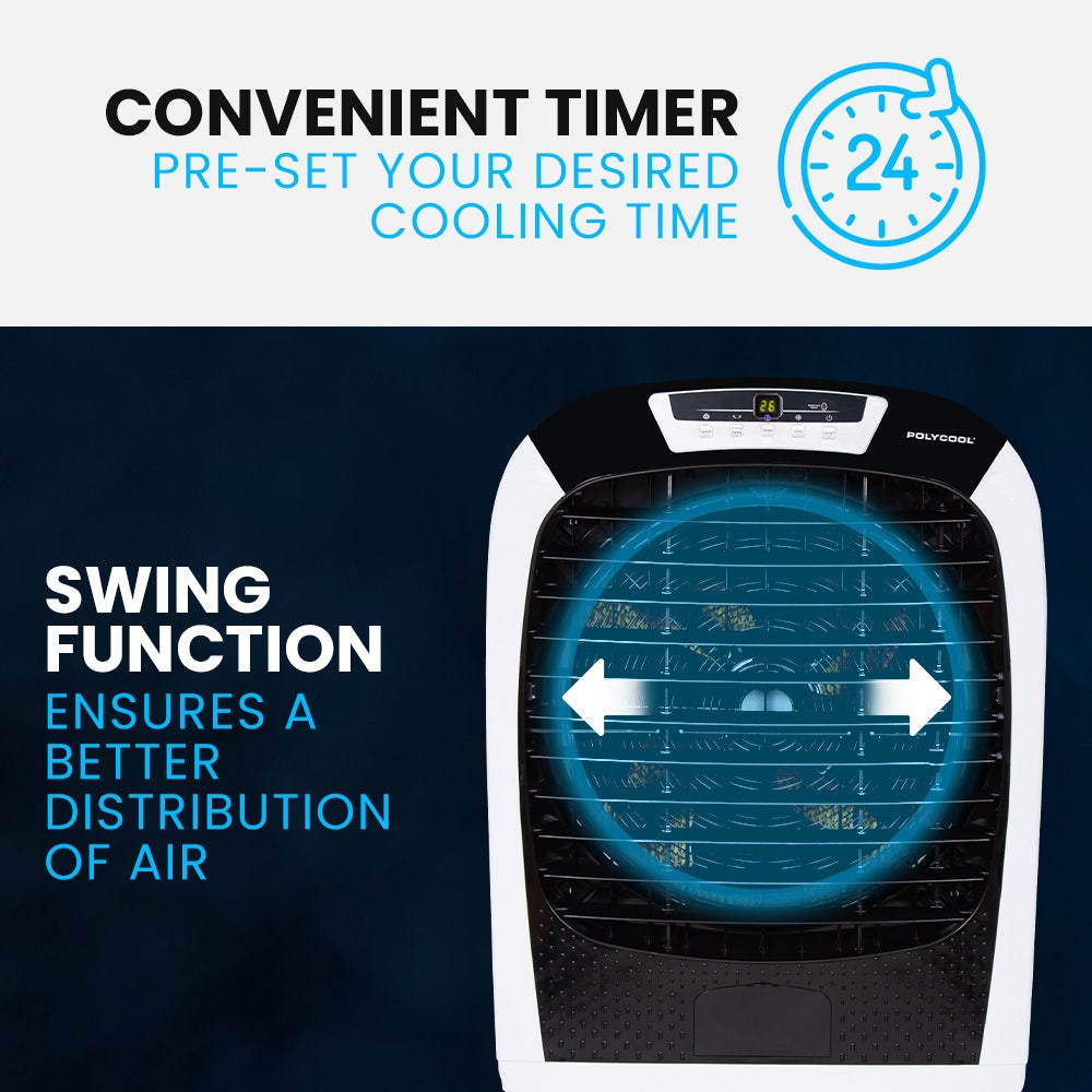 POLYCOOL 450W 80L Evaporative Air Cooler, Commercial Grade, Remote Control, Fan 9
