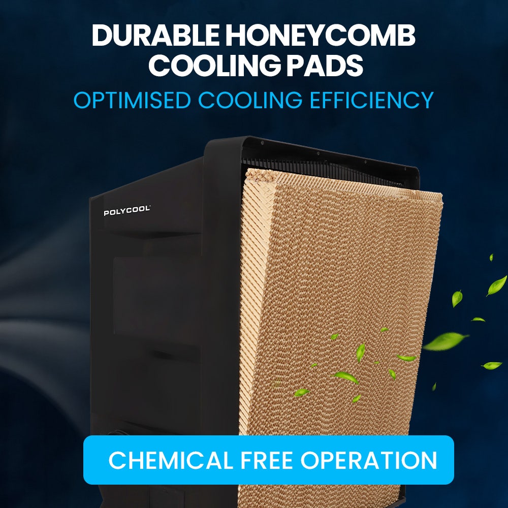 POLYCOOL 130L 750W Evaporative Air Cooler, Commercial Industrial Grade, Remote Control, Purifier, Fan 6