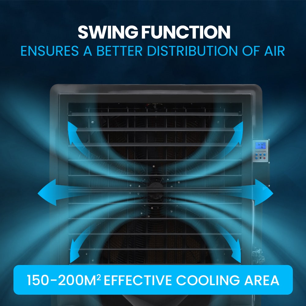 POLYCOOL 130L 750W Evaporative Air Cooler, Commercial Industrial Grade, Remote Control, Purifier, Fan 7