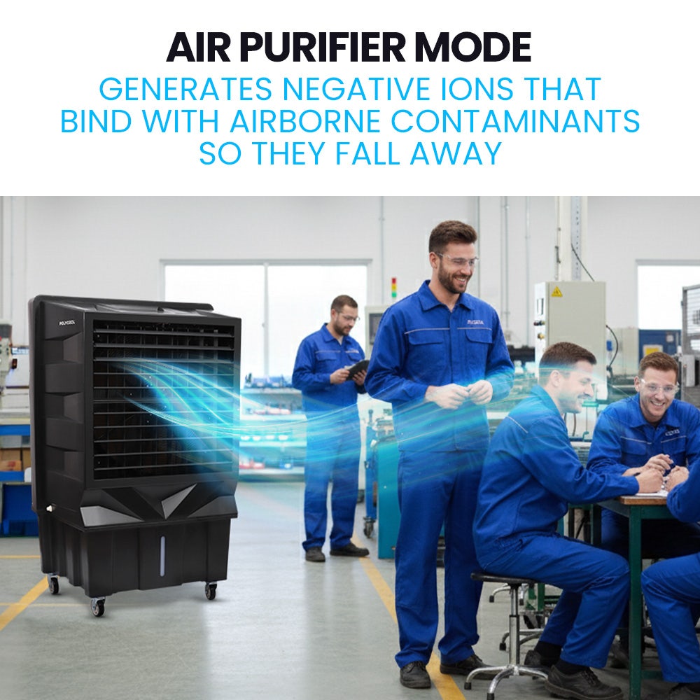 POLYCOOL 130L 750W Evaporative Air Cooler, Commercial Industrial Grade, Remote Control, Purifier, Fan 9