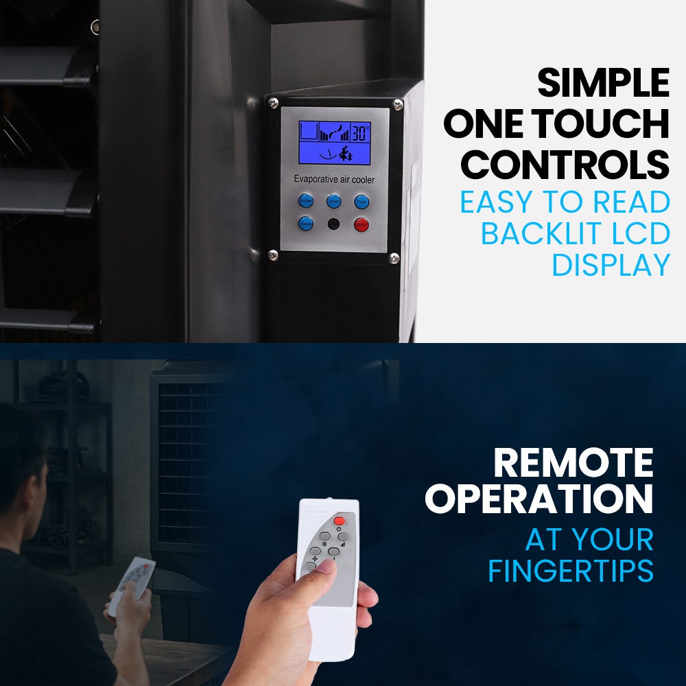 POLYCOOL 130L 750W Evaporative Air Cooler, Commercial Industrial Grade, Remote Control, Purifier, Fan 10