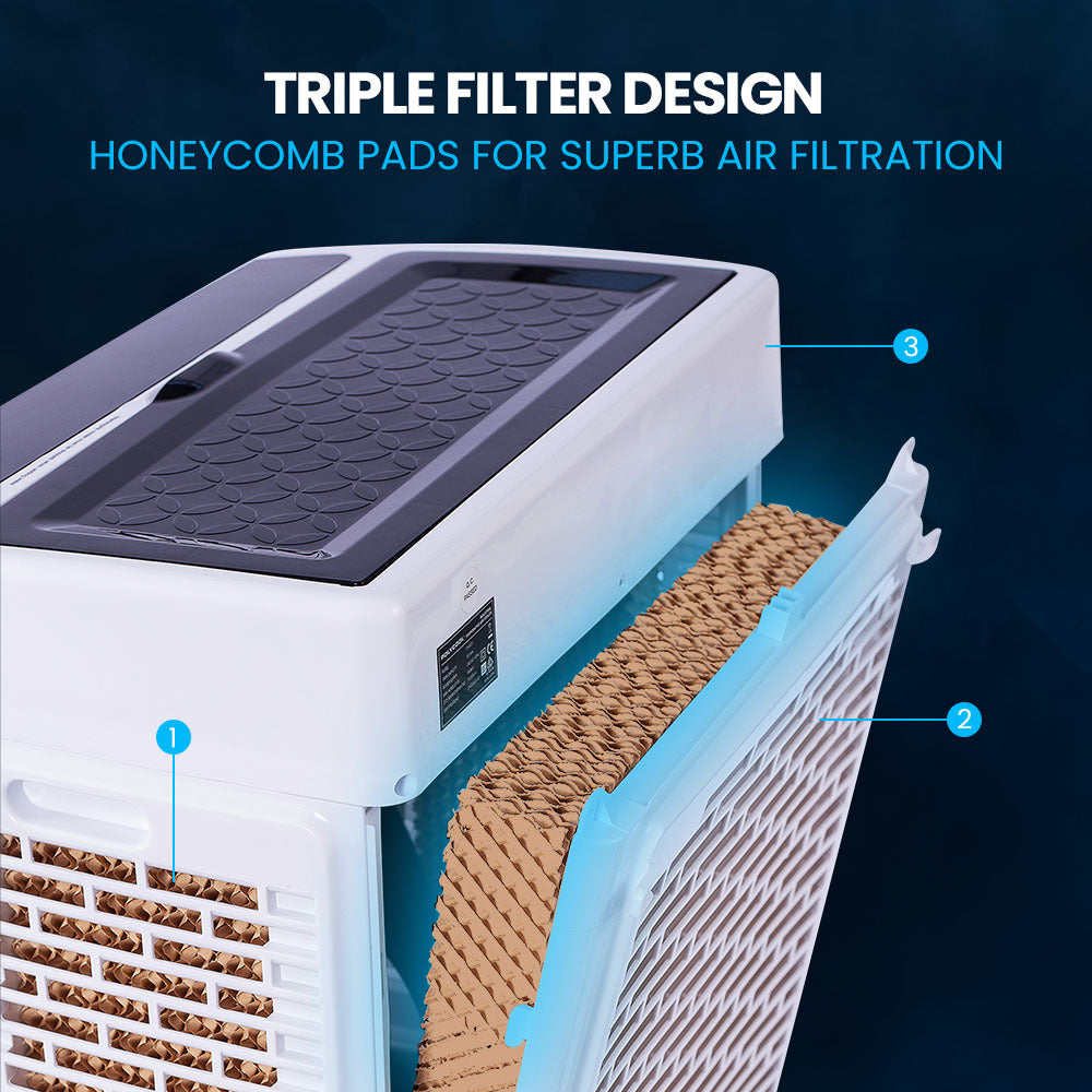 POLYCOOL 30L Evaporative Air Cooler Portable Industrial Fan, Purifier, Humidifier, Remote Control 6