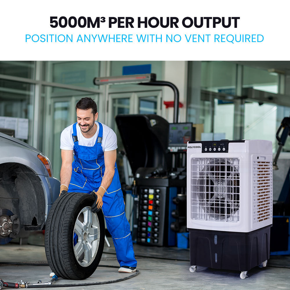 POLYCOOL 30L Evaporative Air Cooler Portable Industrial Fan, Purifier, Humidifier, Remote Control 8