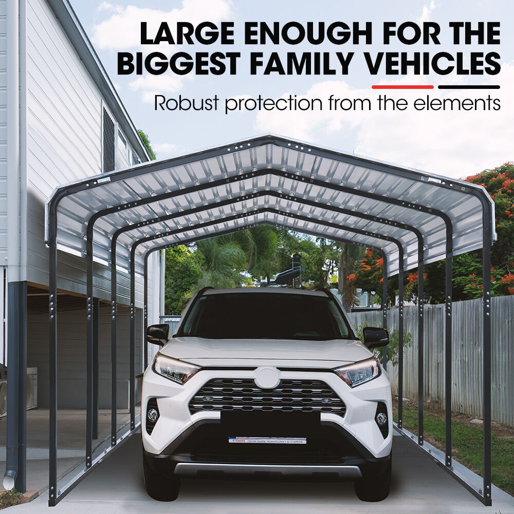 SHADE SHIELD Single Carport Shed 3.3 x 6 x 2.9m, Galvanised Steel Frame, Powder Coated Gable Roof, Shelter for Car Caravan Boat Tractor Agricultural 4