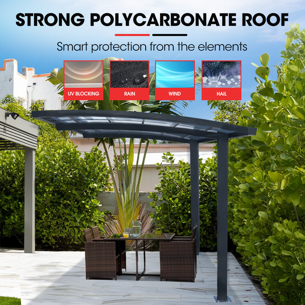 SHADE SHIELD Single Cantilever Carport 3.0m x 5.5m x 3.5m, Aluminium Alloy Frame, Polycarbonate Roof, Shelter for Car or Outdoor Living 4