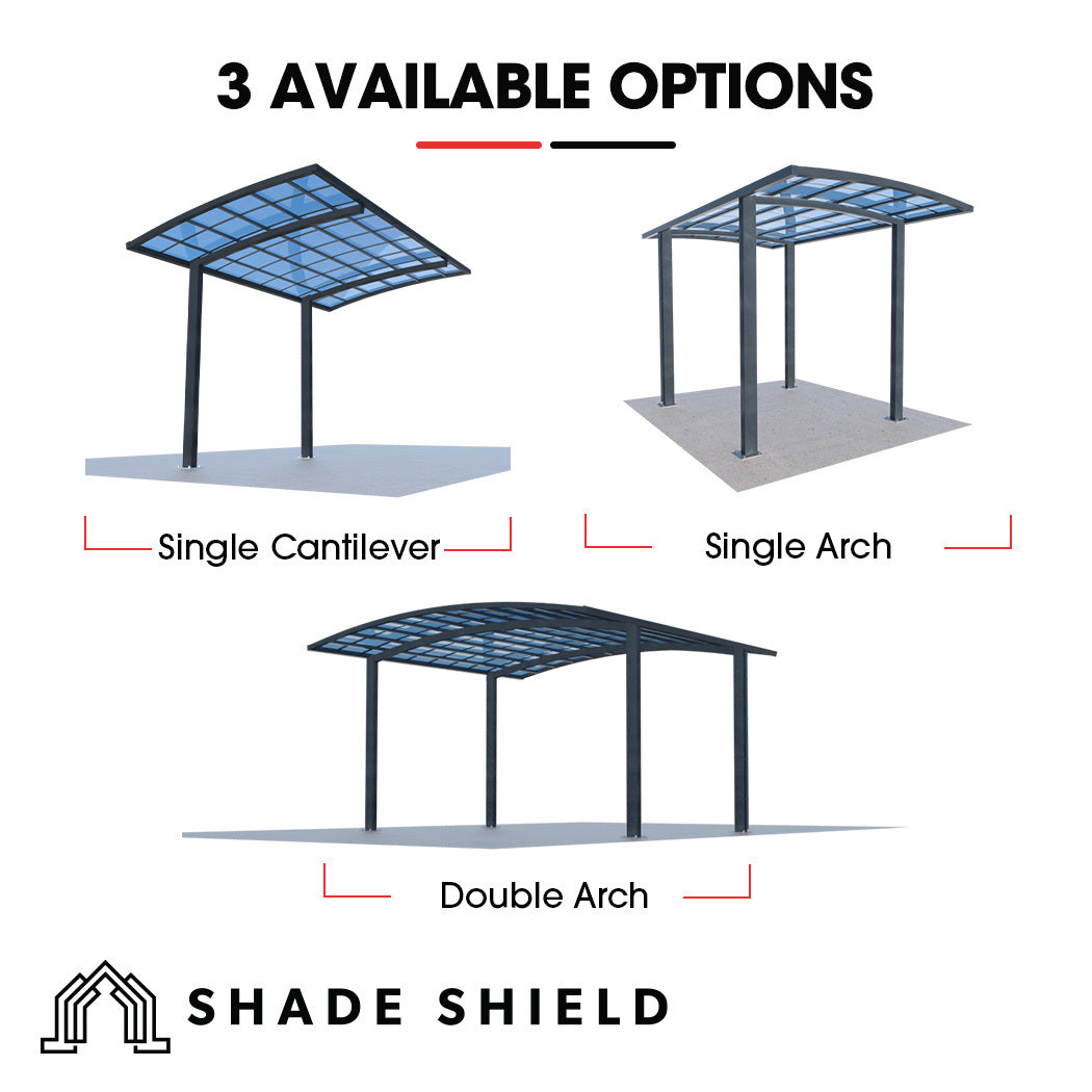 SHADE SHIELD Single Cantilever Carport 3.0m x 5.5m x 3.5m, Aluminium Alloy Frame, Polycarbonate Roof, Shelter for Car or Outdoor Living 7