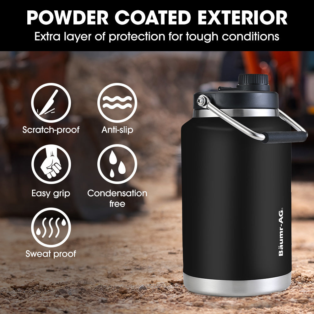 BAUMR-AG 3.8L Double Wall Insulated Stainless Steel Water Bottle, Drink Jug with Handle, Black 5