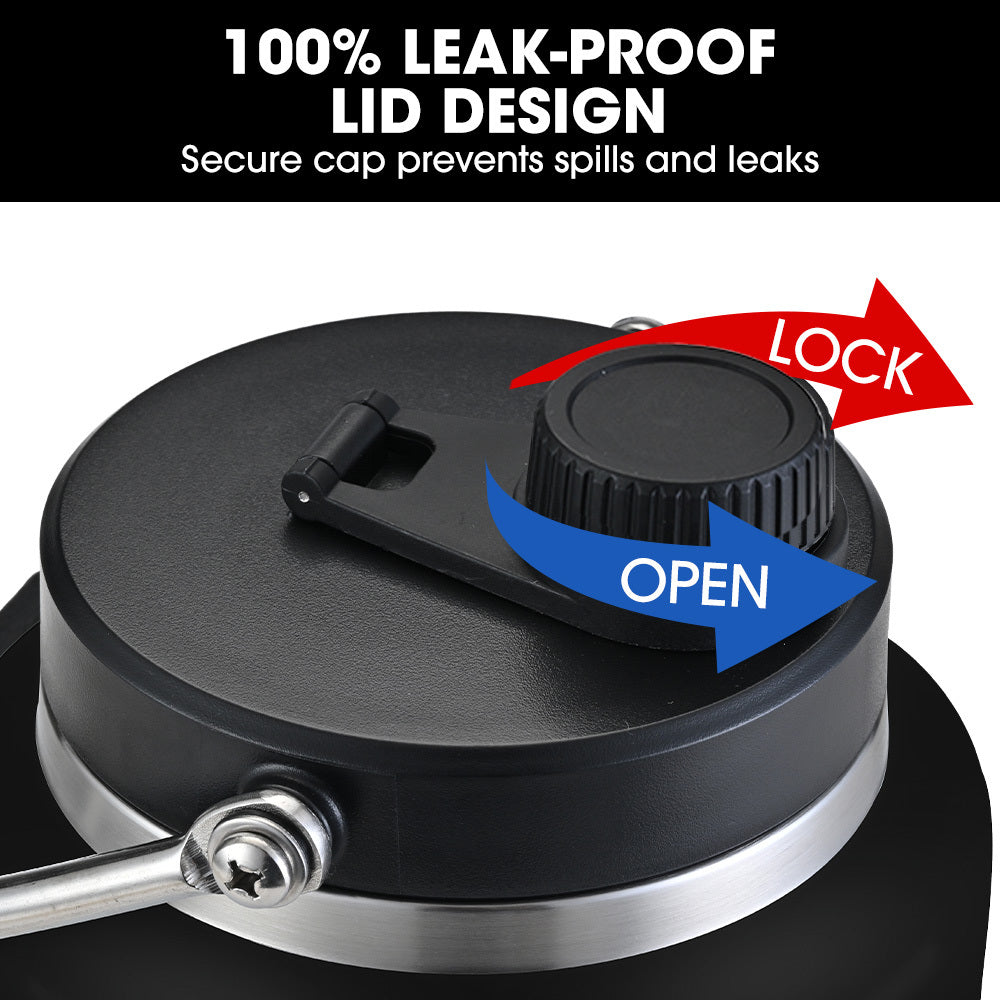 BAUMR-AG 3.8L Double Wall Insulated Stainless Steel Water Bottle, Drink Jug with Handle, Black 8