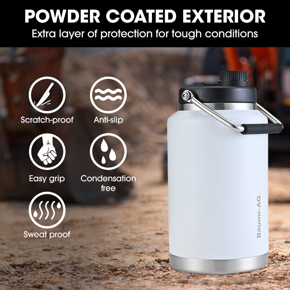 Baumr-AG 3.8L Double Wall Insulated Stainless Steel Water Bottle, Drink Jug with Handle, White 5