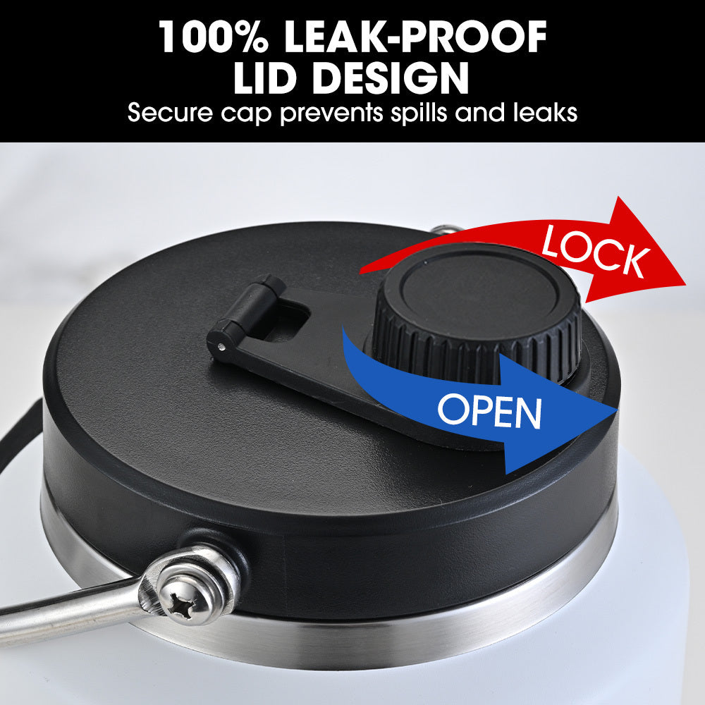 Baumr-AG 3.8L Double Wall Insulated Stainless Steel Water Bottle, Drink Jug with Handle, White 8