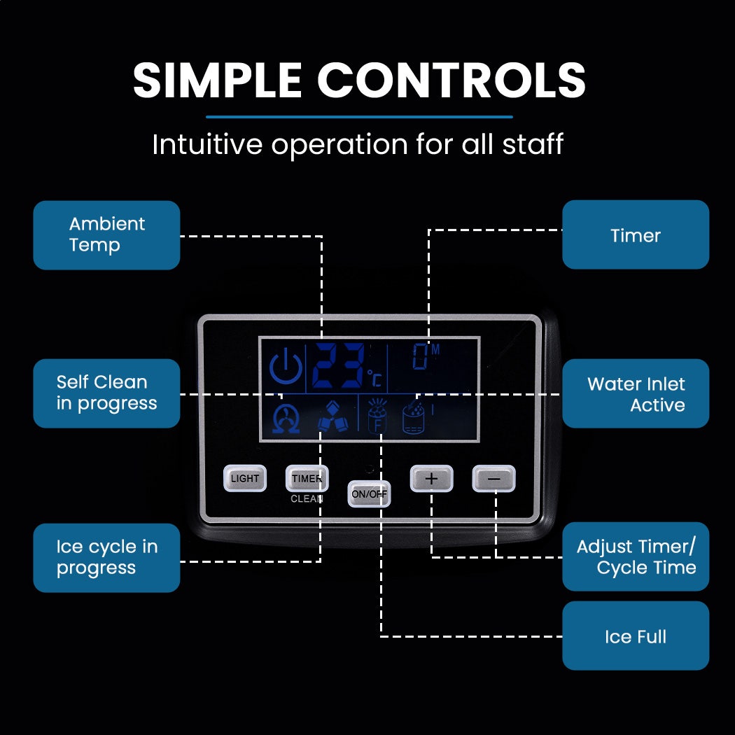 POLYCOOL Commercial Ice Maker Machine, up to 35kg/24hr, Timer & Self Cleaning Programs 5