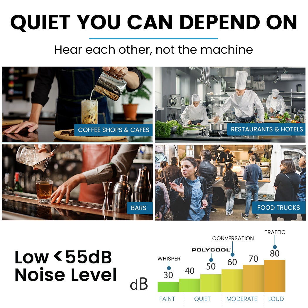 POLYCOOL Commercial Ice Maker Machine, up to 35kg/24hr, Timer & Self Cleaning Programs 6