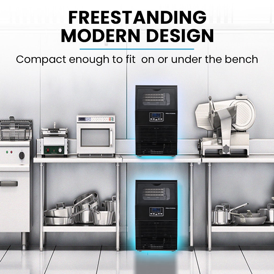 POLYCOOL Commercial Ice Maker Machine, up to 35kg/24hr, Timer & Self Cleaning Programs 7