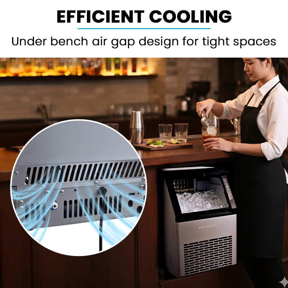 POLYCOOL Commercial Ice Maker Machine, up to 45kg/24hr, Timer & Self Cleaning Programs 5