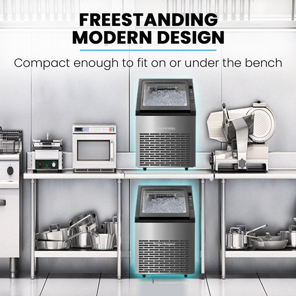 POLYCOOL Commercial Ice Maker Machine, up to 45kg/24hr, Timer & Self Cleaning Programs 7