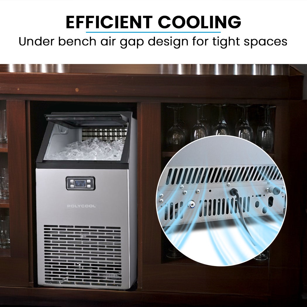 POLYCOOL Commercial Ice Maker Machine, up to 60kg/24hr, Timer & Self Cleaning Programs 5
