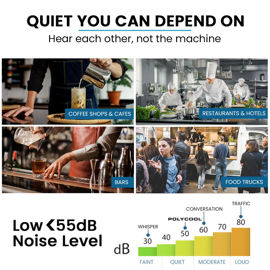 POLYCOOL Commercial Ice Maker Machine, up to 60kg/24hr, Timer & Self Cleaning Programs 6