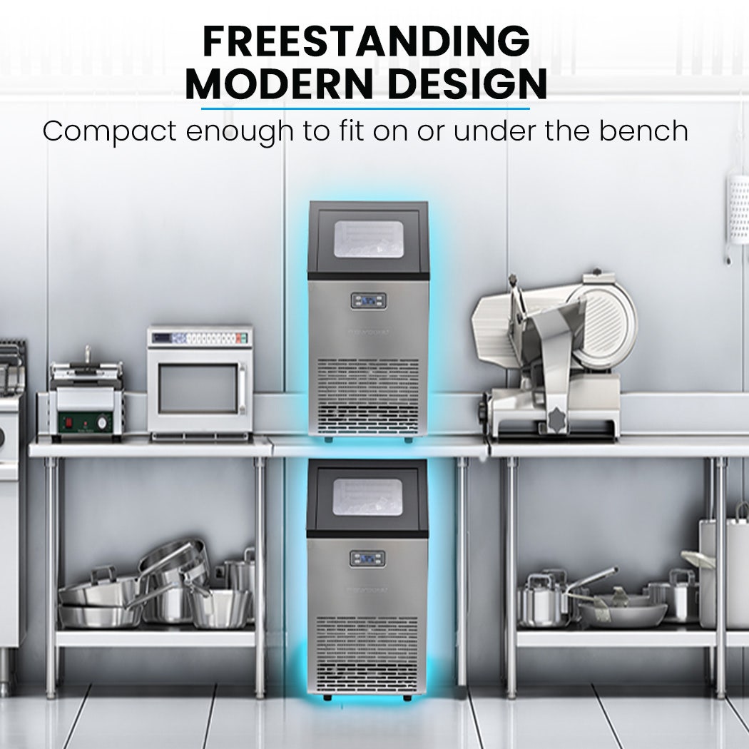 POLYCOOL Commercial Ice Maker Machine, up to 60kg/24hr, Timer & Self Cleaning Programs 7