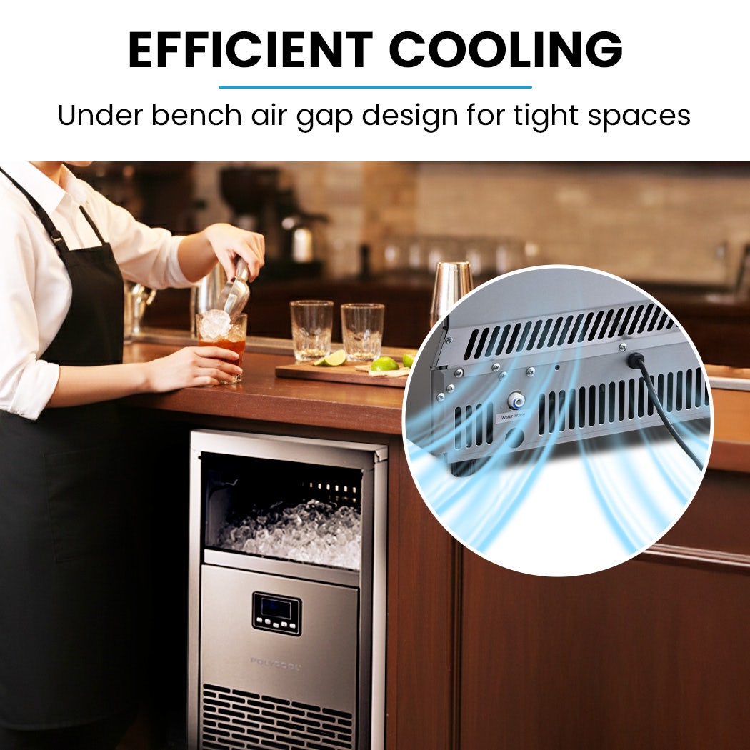 POLYCOOL Commercial Ice Maker Machine, up to 75kg/24hr, Timer & Self Cleaning Programs 5