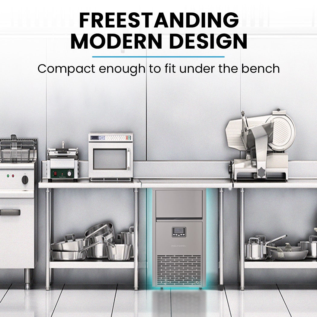 POLYCOOL Commercial Ice Maker Machine, up to 75kg/24hr, Timer & Self Cleaning Programs 7