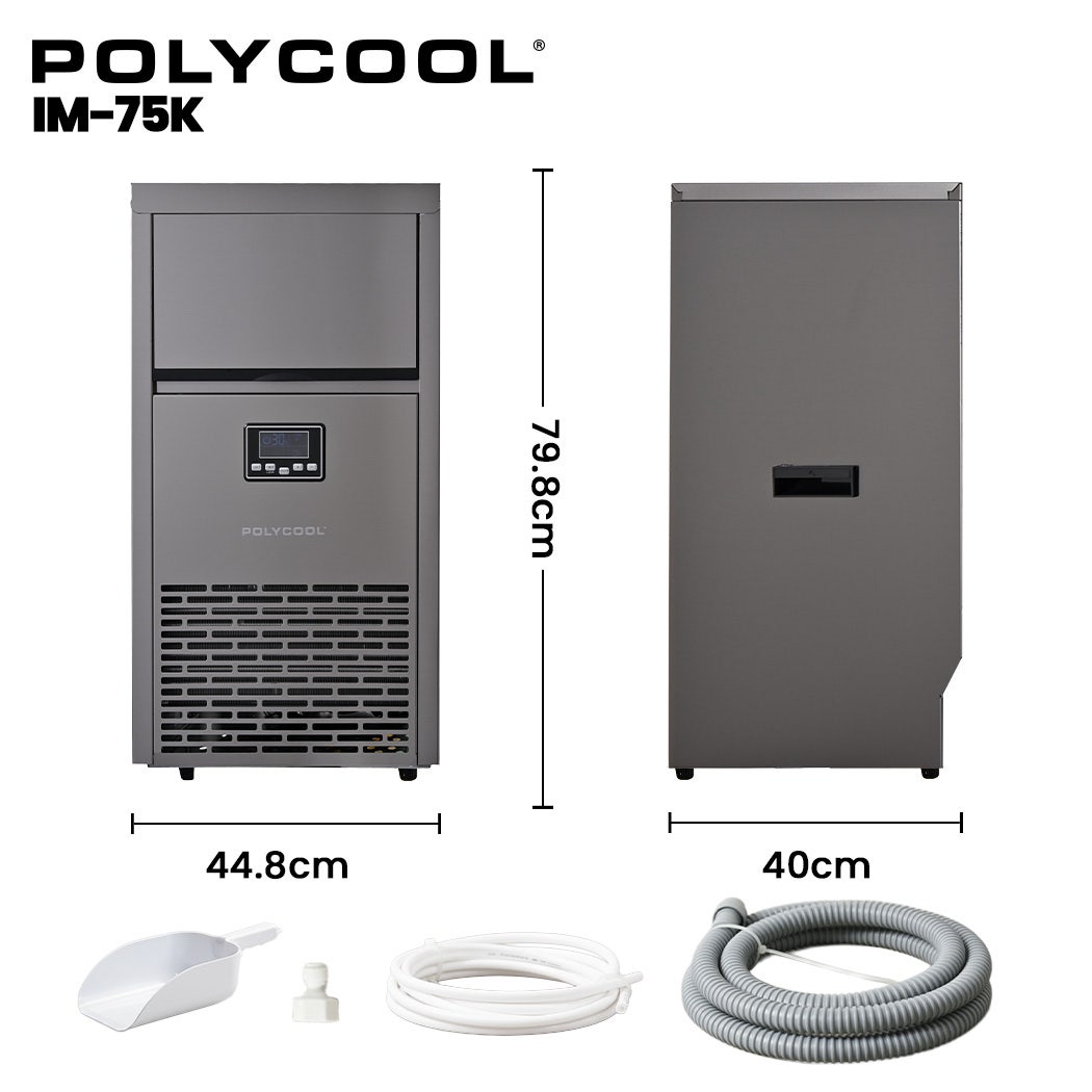 POLYCOOL Commercial Ice Maker Machine, up to 75kg/24hr, Timer & Self Cleaning Programs 11