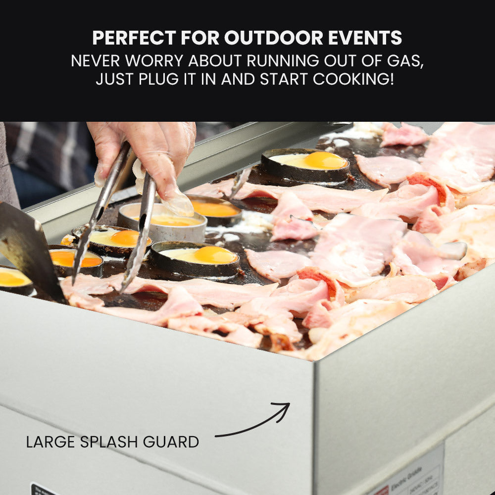 THERMOMATE Commercial Electric Griddle TH-G04, 2400W 55x35cm Half Ribbed Surface 9