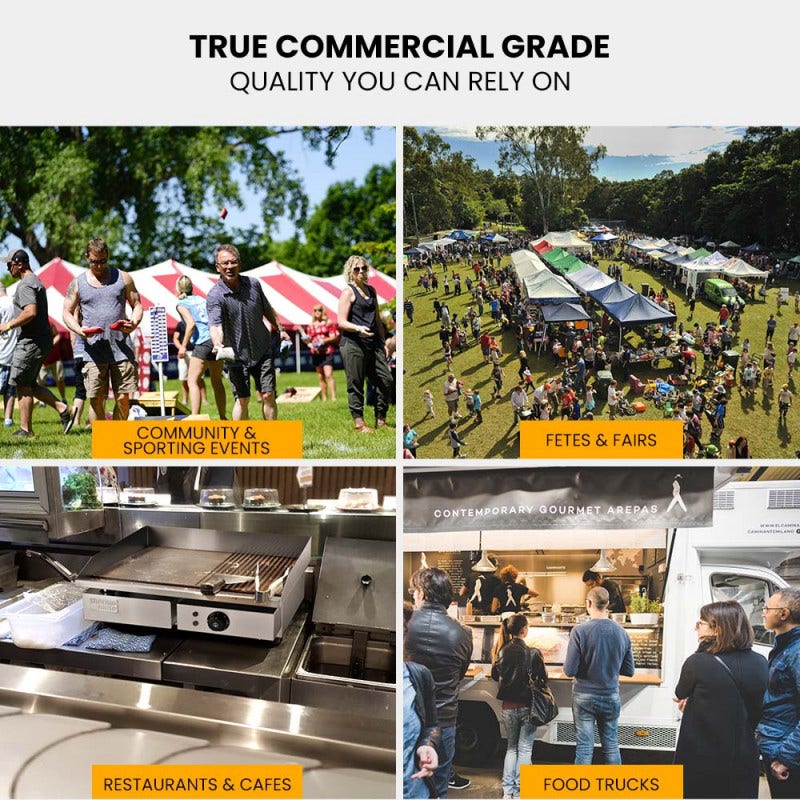 THERMOMATE Commercial Electric Griddle TH-G06, 4400W 73x40cm Half Ribbed Dual Surface 11