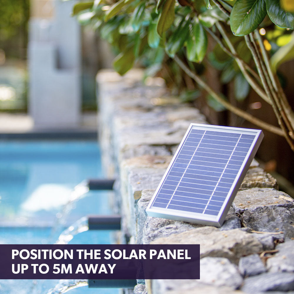 Protege Contemporary Solar Water Fountain Outdoor Garden Feature, Cascading Design, with Panel Kit, LED Lights, Light Grey 4