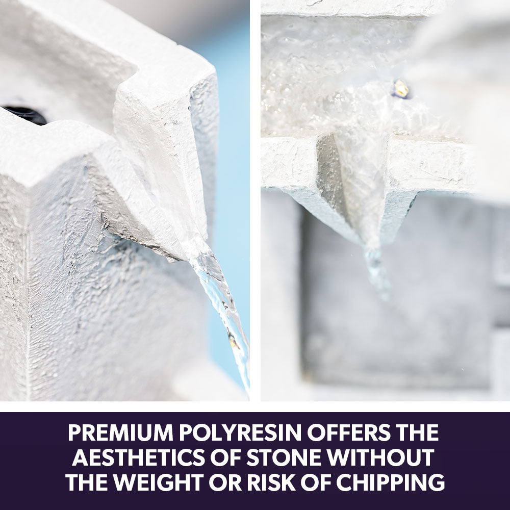 Protege Contemporary Solar Water Fountain Outdoor Garden Feature, Cascading Design, with Panel Kit, LED Lights, Light Grey 5