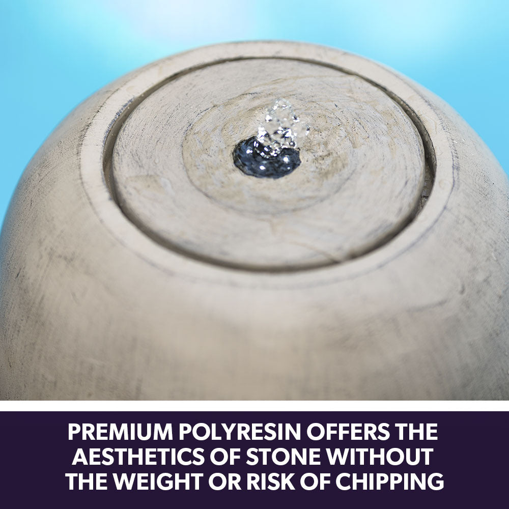 Protege Pot Style Solar Water Feature Fountain, with Panel Kit, LED Lights, Light Grey 5