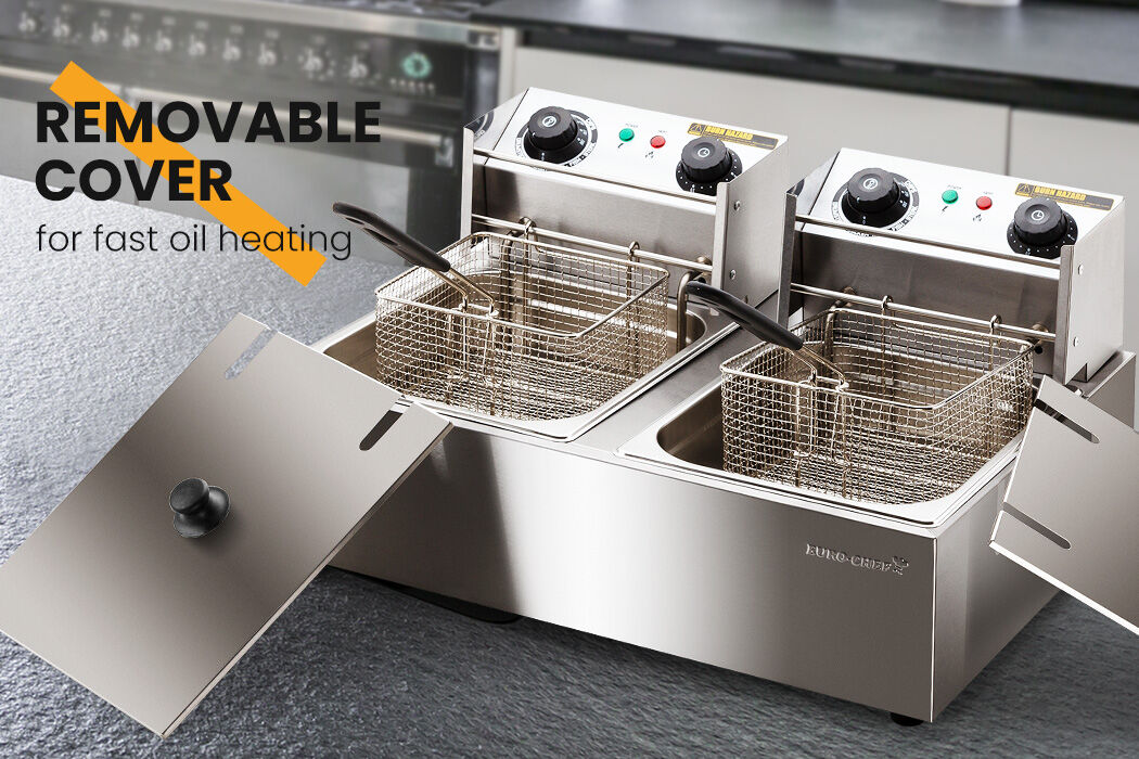 EuroChef Commercial Electric Deep Fryer Twin Frying Basket Chip Cooker Fry 4