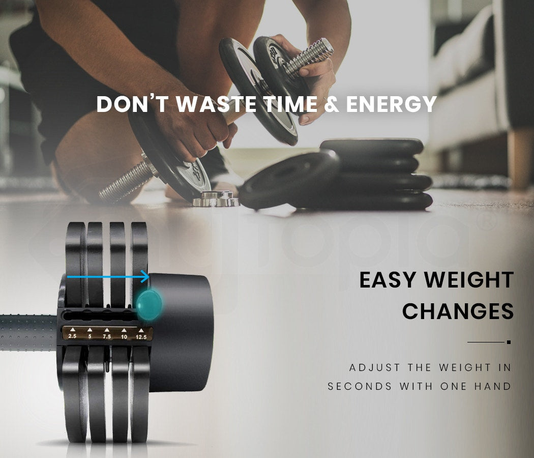 ATIVAFIT 2x Adjustable Dumbbell Set Weights Dumbbells Home Gym Interchangeable 7