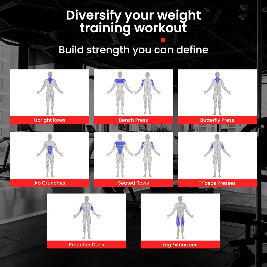 PROFLEX Multi-Station Compact Home Gym Set, 150lbs Weight Plates- M8000 5