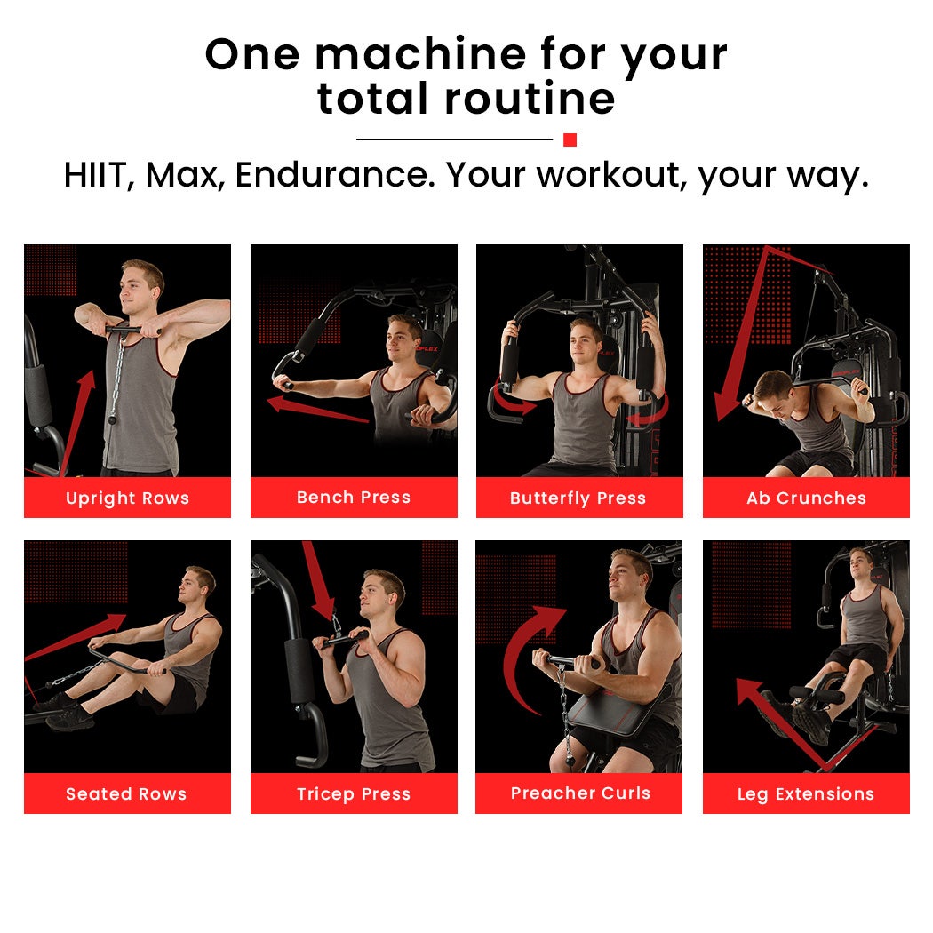 PROFLEX Multi-Station Compact Home Gym Set, 150lbs Weight Plates- M8000 6