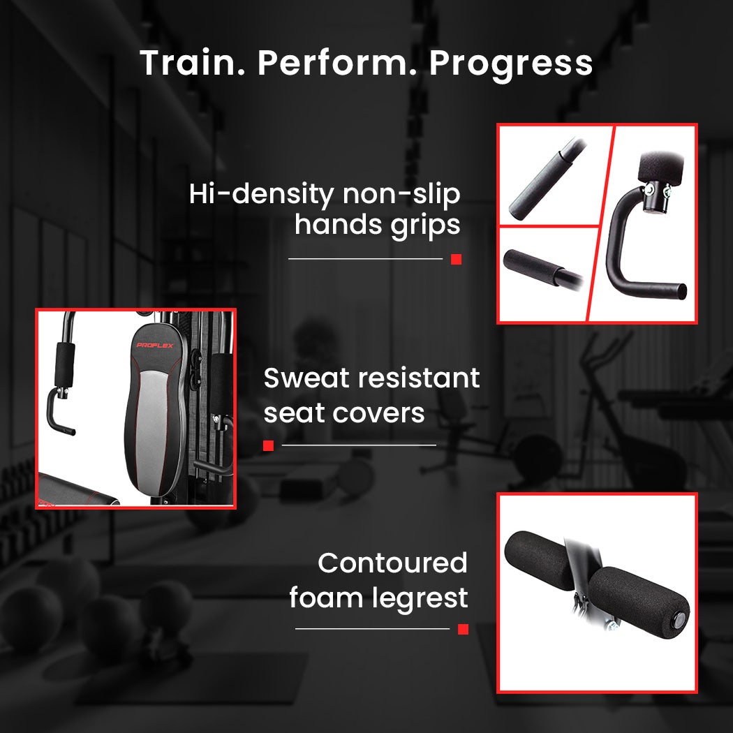 PROFLEX Multi-Station Compact Home Gym Set, 150lbs Weight Plates- M8000 7