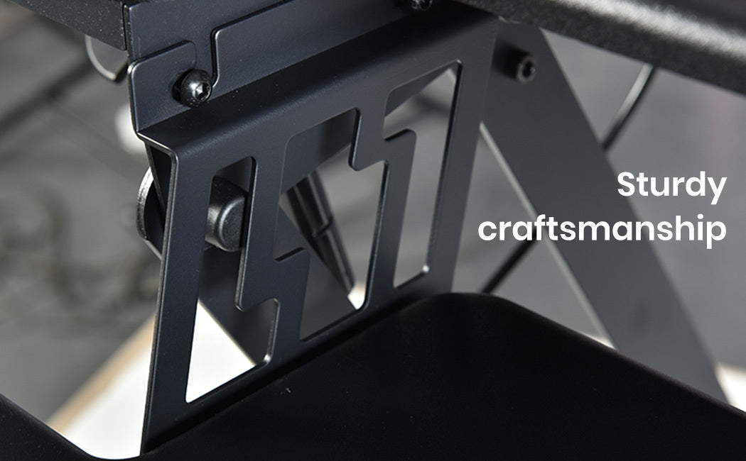 Fortia Corner Desk Riser 110cm Wide Adjustable Sit to Stand for Dual Monitor, Keyboard, Laptop, Black 5