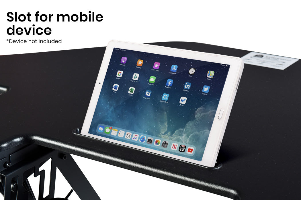 Fortia Corner Desk Riser 110cm Wide Adjustable Sit to Stand for Dual Monitor, Keyboard, Laptop, Black 8