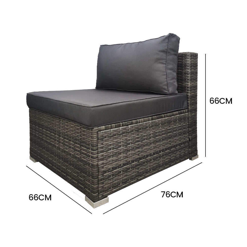 LONDON RATTAN 1 Seater Outdoor Sofa Modular Lounge Chair, Grey 6