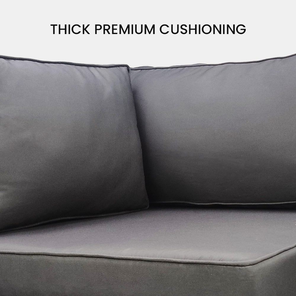 LONDON RATTAN 1 Seater Outdoor Corner Modular Lounge Chair, Grey 5