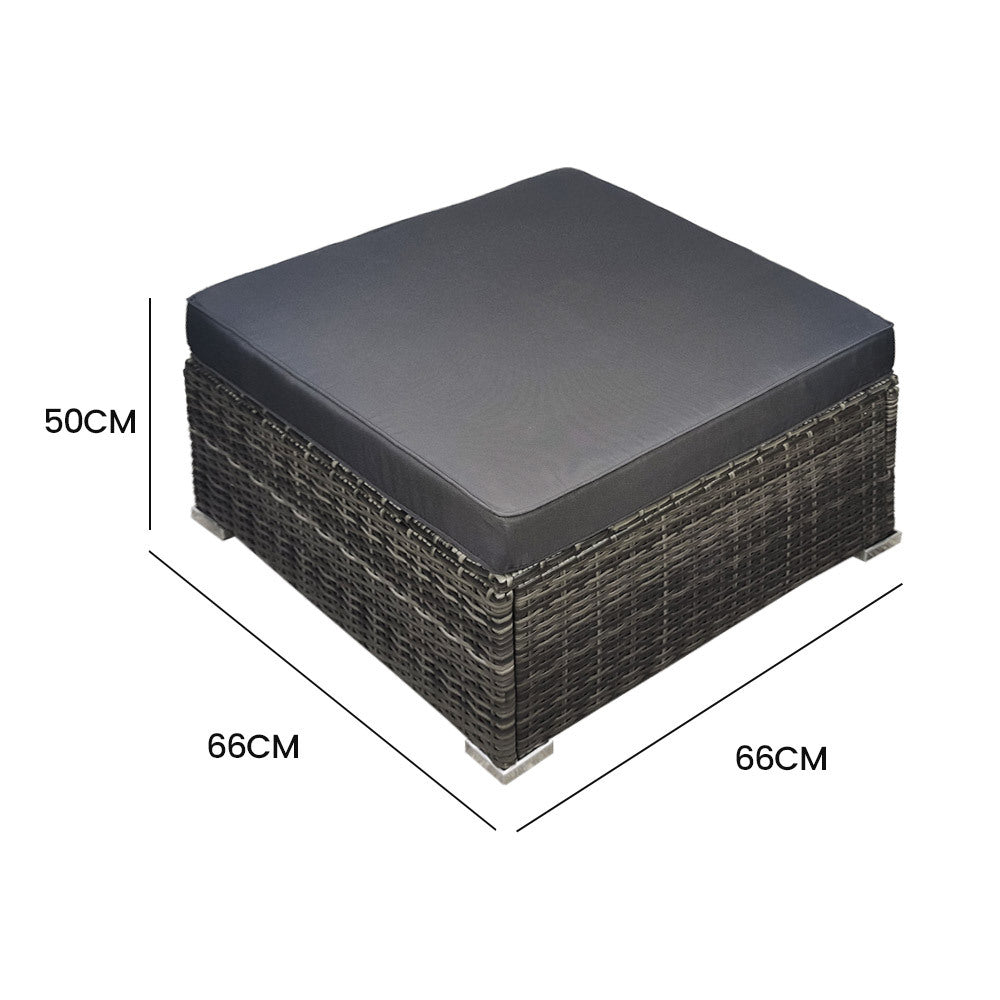 LONDON RATTAN 1 Seater Outdoor Ottoman Modular Wicker Lounge Furniture, Grey 6
