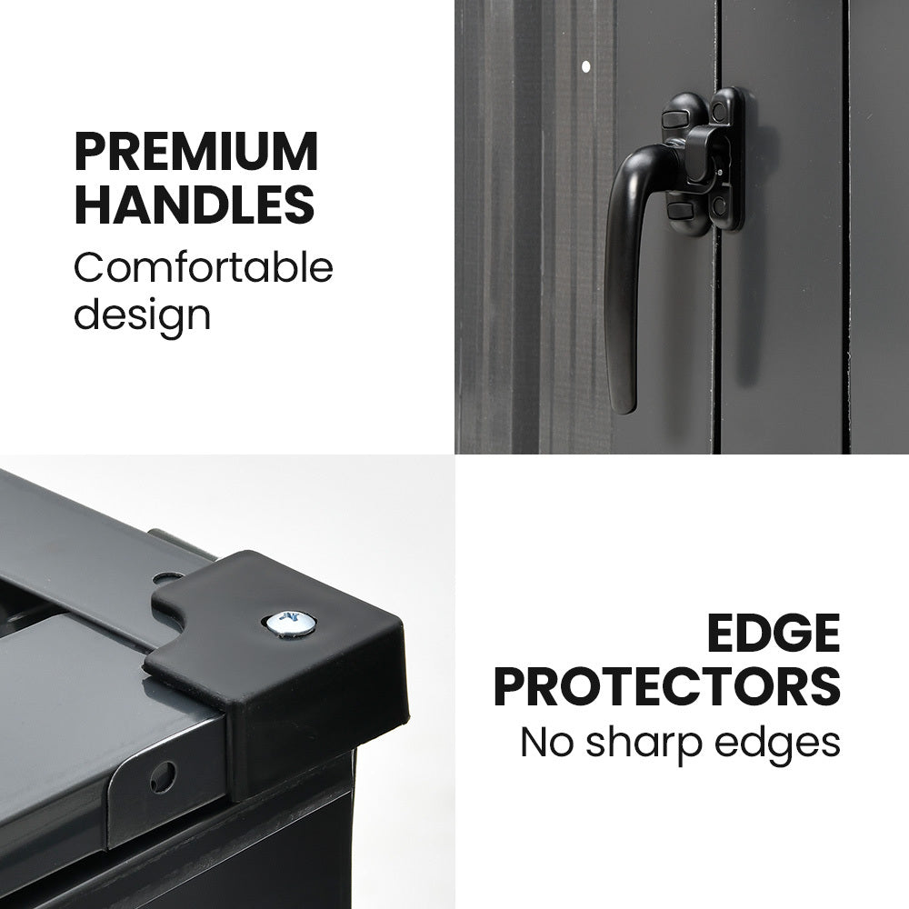 PLANTCRAFT Double Steel Wheelie Garbage Bin Storage Shed, Enclosure with 2 Opening Doors 6