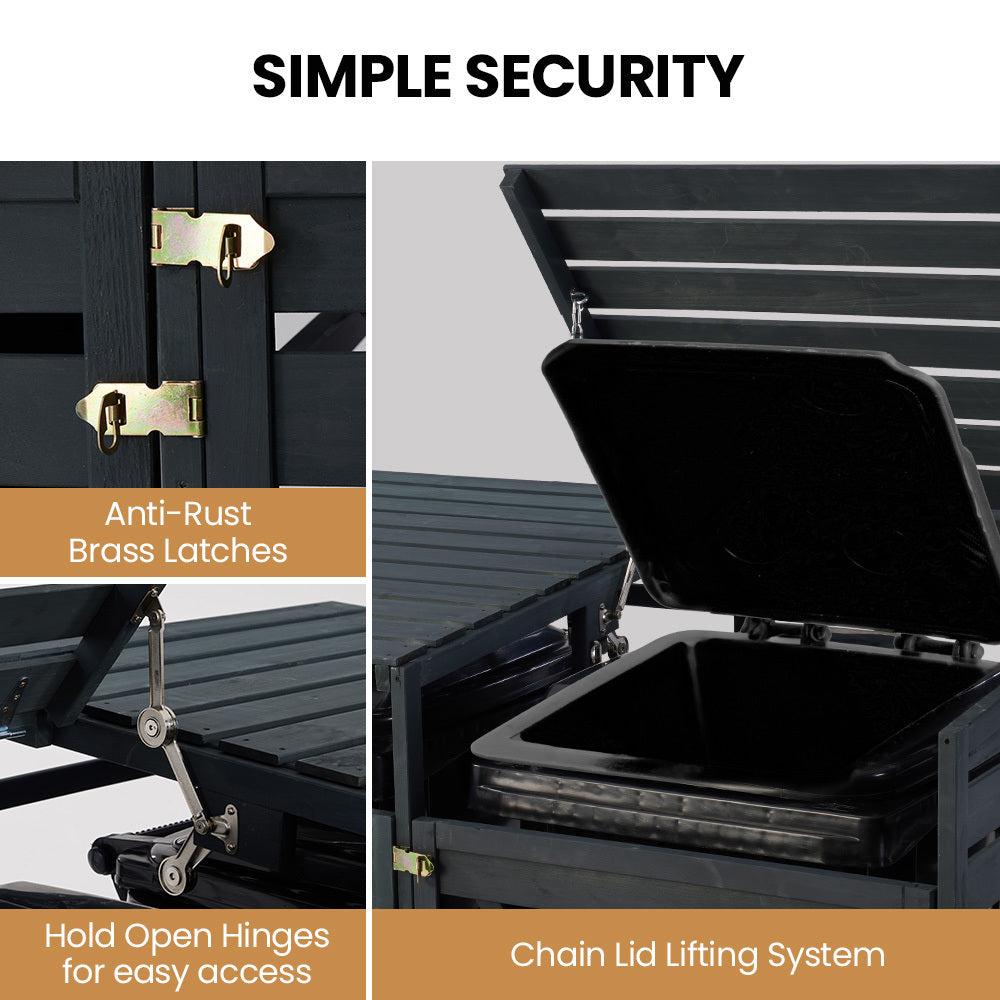 PlantCraft Double Wood Wheelie Bins Storage Shed, 2 Door Garbage Rubbish Bin Enclosure 8