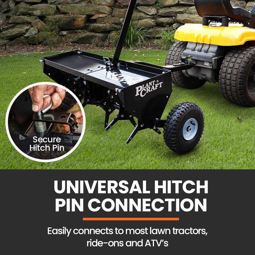 PlantCraft Tow Behind Plug Lawn Aerator 1m (40") Wide, Universal Hitch for Ride on Mower, Garden Tractor 3