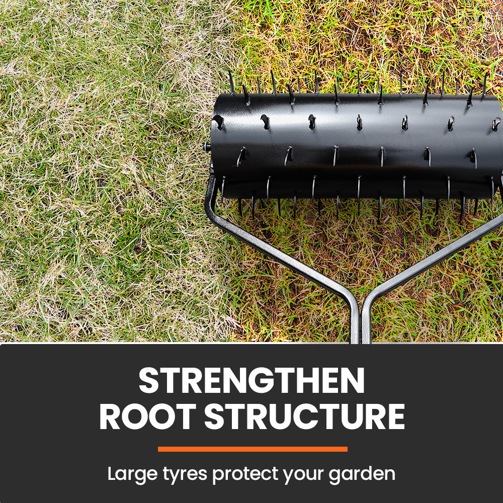 PlantCraft Tow Behind Lawn Roller Spike Aerator 36" Wide, Universal Hitch for Ride on Mower, Garden Tractor 5