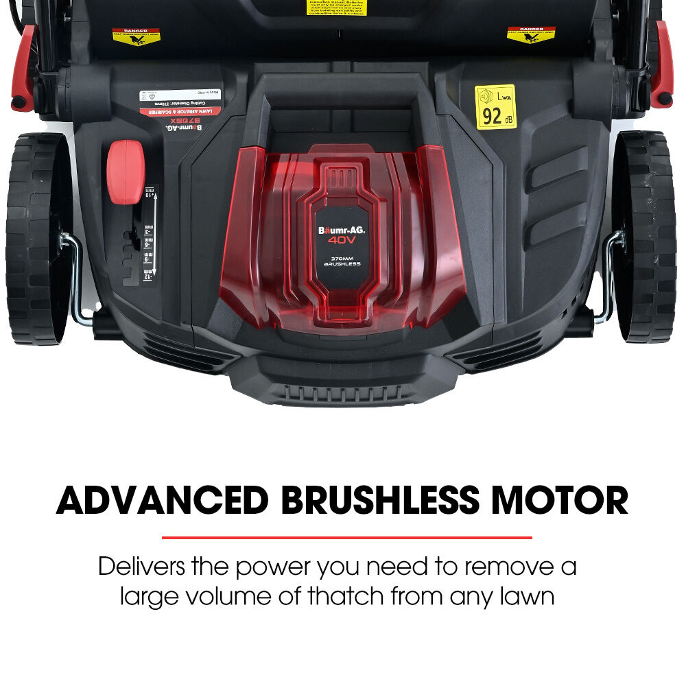 BAUMR-AG 370SX 40V SYNC Cordless Lawn Aerator & Scarifier, Skin Only, Brushless, Scarifying Blade and Dethatcher Rake Cartridges, 4 Depths 3