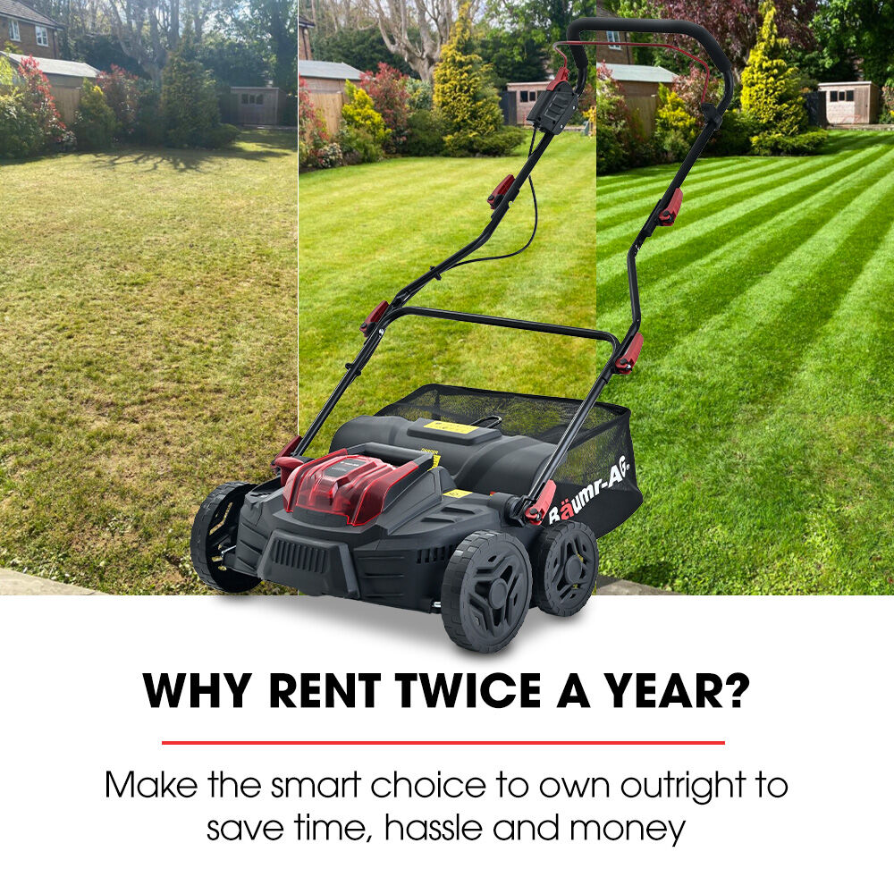 BAUMR-AG 370SX 40V SYNC Cordless Lawn Aerator & Scarifier, Skin Only, Brushless, Scarifying Blade and Dethatcher Rake Cartridges, 4 Depths 10