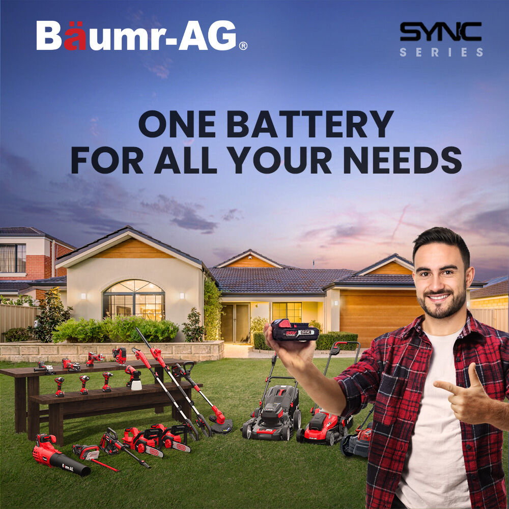 BAUMR-AG 370SX 40V SYNC Cordless Lawn Aerator & Scarifier, Skin Only, Brushless, Scarifying Blade and Dethatcher Rake Cartridges, 4 Depths 12