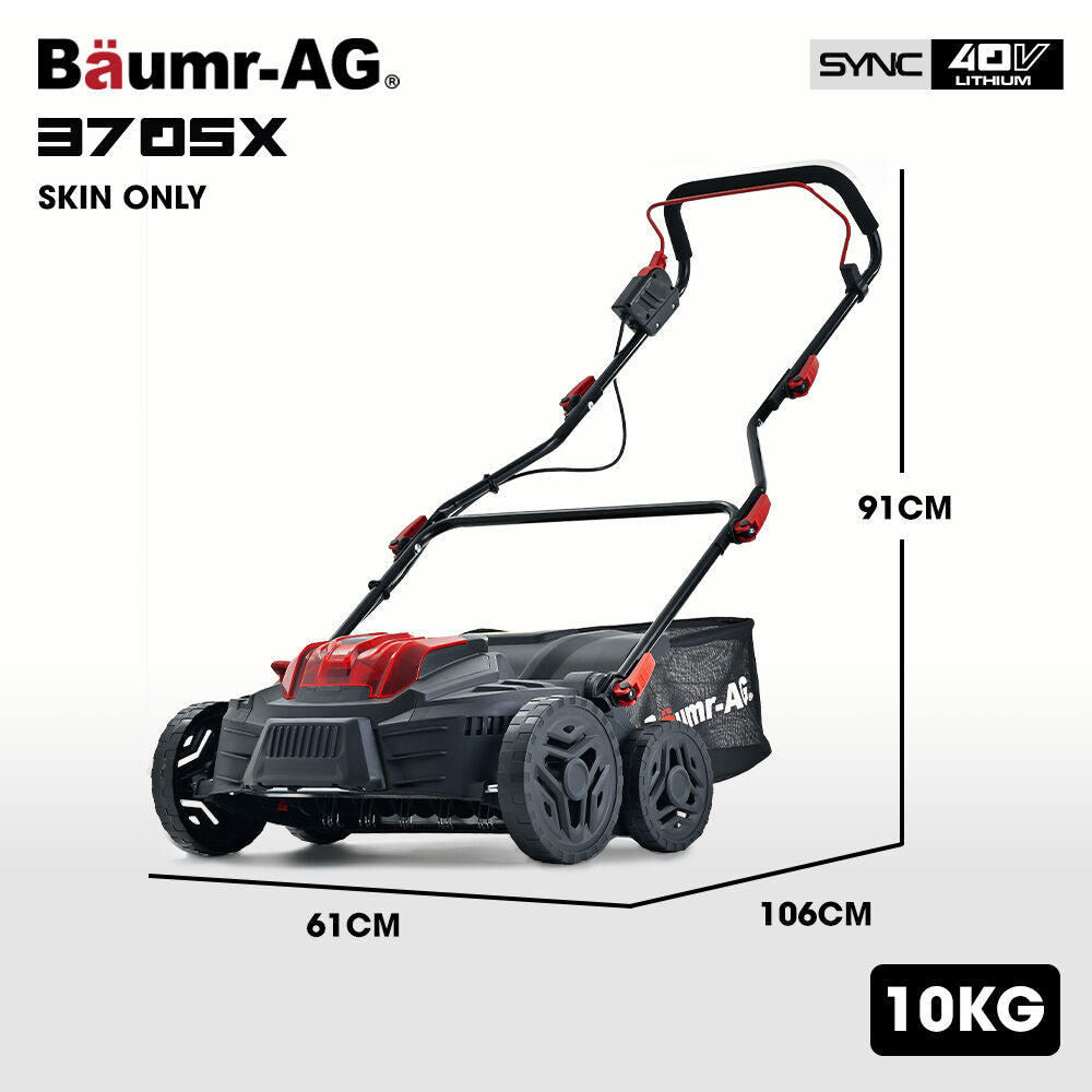 BAUMR-AG 370SX 40V SYNC Cordless Lawn Aerator & Scarifier, Skin Only, Brushless, Scarifying Blade and Dethatcher Rake Cartridges, 4 Depths 13