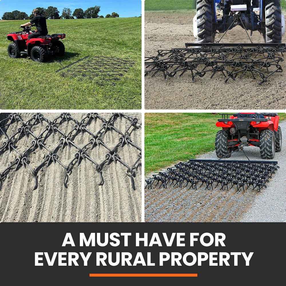 PlantCraft Tow Behind Drag Harrow Rake, 1.4m Wide, for Ride-on Mower LawnTractor on Pasture Paddock 4